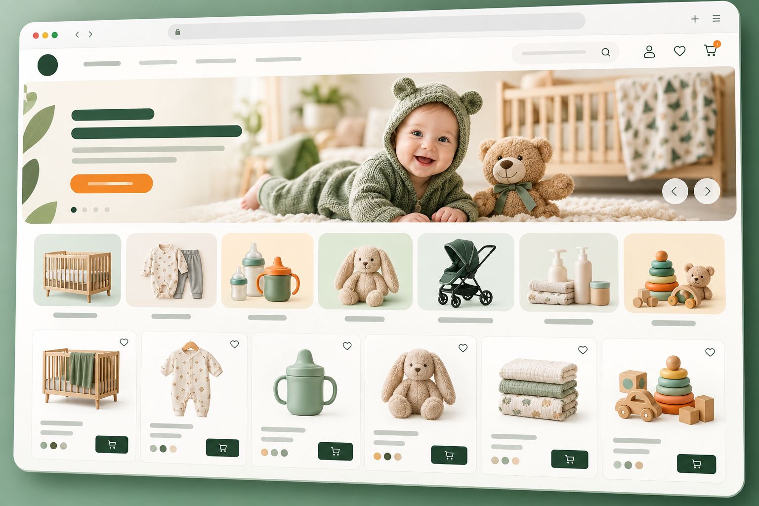 Modern baby products ecommerce storefront