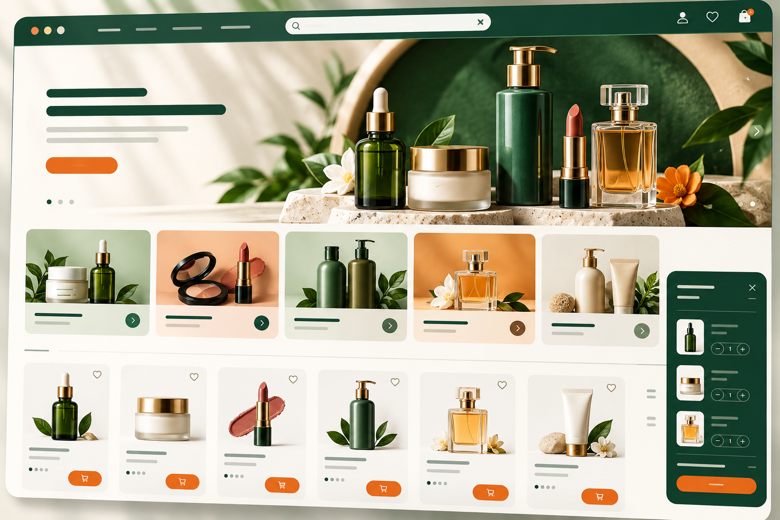 Modern beauty and cosmetics ecommerce storefront