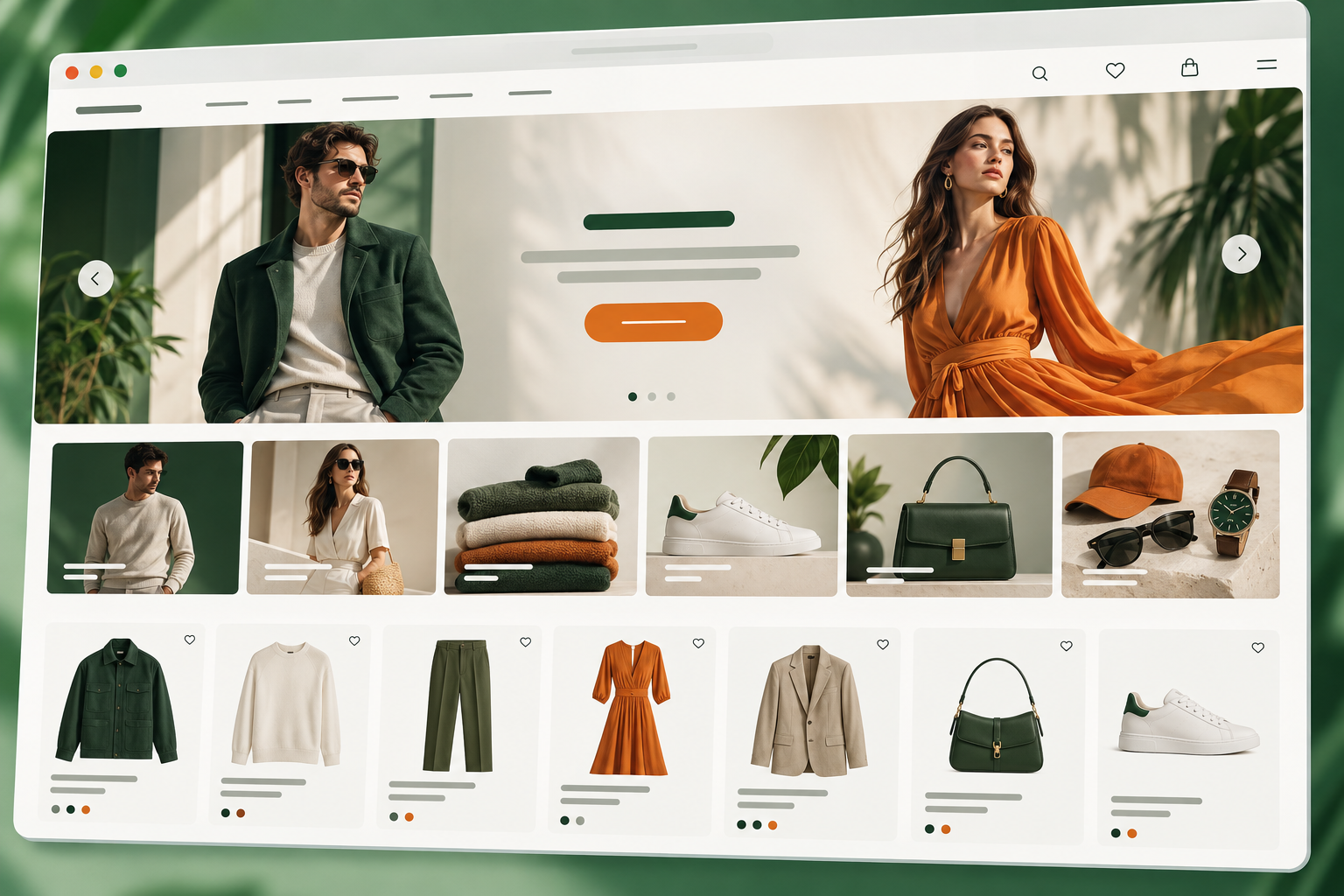 Modern fashion ecommerce storefront for men's and women's clothing