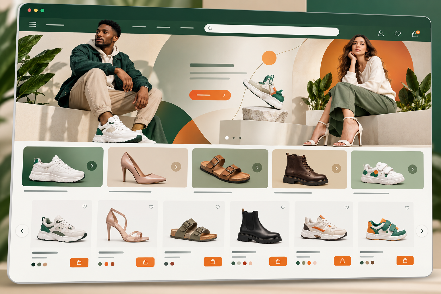 Modern shoes and footwear ecommerce storefront